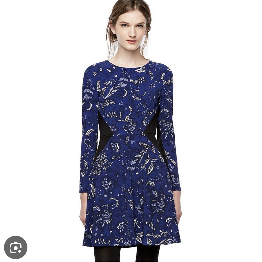 Thakoon Design Nation blue & white floral slimming dress A line zipper size 12